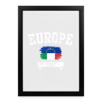 Europe Italie Pinceau Drapeau - Affiche encadrée (27 × 37 cm) - noir - Devant