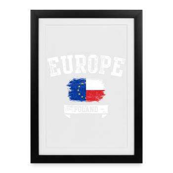 Europe Pologne Fusion du drapeau - Affiche encadrée (27 × 37 cm) - noir - Devant