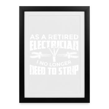 Électricien à la retraite - Affiche encadrée (27 × 37 cm) - noir - Devant