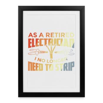 Électricien à la retraite - Affiche encadrée (27 × 37 cm) - noir - Devant