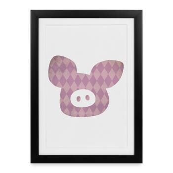 Tête de cochon Diamant Porte-bonheur Truie Porte-bonheur 2023 - Affiche encadrée (27 × 37 cm) - noir - Devant