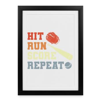 Baseball Slogan - Affiche encadrée (27 × 37 cm) - noir - Devant