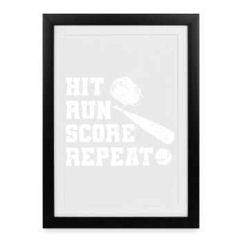 Baseball Motivation - Affiche encadrée (27 × 37 cm) - noir - Devant
