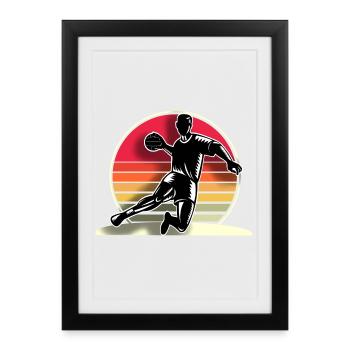 Handball Handballeur - Affiche encadrée (27 × 37 cm) - noir - Devant