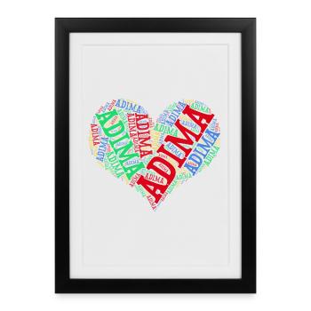 t-shirt Adima coeur nuage de mots texte texte collage - Affiche encadrée (27 × 37 cm) - noir - Devant