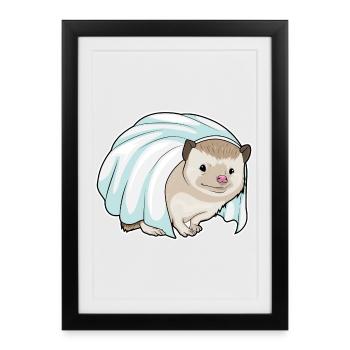 Hedgehog Bridal Veil Wedding - Framed poster (27 × 37 cm) - black - Front