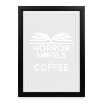 Amateur de livres, romans d’horreur et café - Affiche encadrée (27 × 37 cm) - noir - Devant
