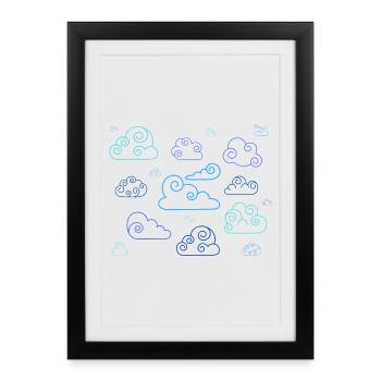 Neon Spiral Clouds - Framed poster (27 × 37 cm) - black - Front