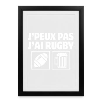 rugby, fan de rugby, rugby humour, rugby sport - Affiche encadrée (27 × 37 cm) - noir - Devant
