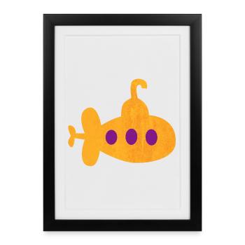 Sous-marin, Enfants, Pépinière, Sous l’eau, Mer, Océan - Affiche encadrée (27 × 37 cm) - noir - Devant