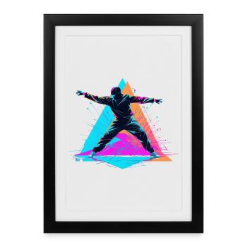 Breakdance Couleurs Rétro - Affiche encadrée (27 × 37 cm) - noir - Devant