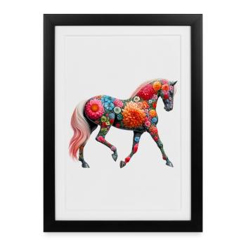 Horse decorated with flowers - Framed poster (27 × 37 cm) - black - Front