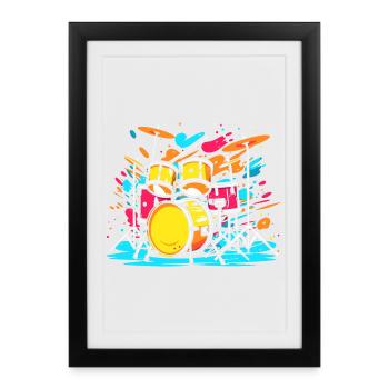 Portrait de tambour - Affiche encadrée (27 × 37 cm) - noir - Devant