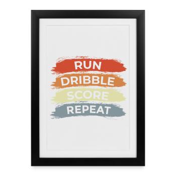 Courir Dribble Score Répéter - Affiche encadrée (27 × 37 cm) - noir - Devant