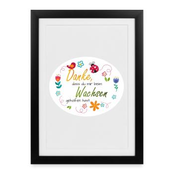 Dire adieu à la garderie - Merci - Fleurs colorées - Affiche encadrée (27 × 37 cm) - noir - Devant
