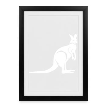 Icône d’illustration du logo animal kangourou d’Australie - Affiche encadrée (27 × 37 cm) - noir - Devant
