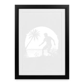 Fußball Junge Zeichnung - Gerahmtes Poster (27 × 37 cm) - Schwarz - Vorne