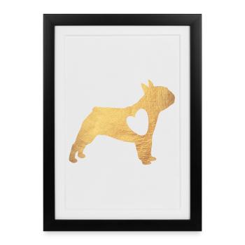 Pug Gold Dog Heart Pug Life Dog Love Fan Walk - Framed poster (27 × 37 cm) - black - Front