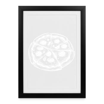 Dessin de pizza - Affiche encadrée (27 × 37 cm) - noir - Devant