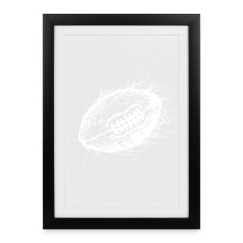 Croquis de ballon de football - Affiche encadrée (27 × 37 cm) - noir - Devant