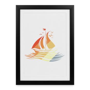 Dessin de voile Look vintage - Affiche encadrée (27 × 37 cm) - noir - Devant