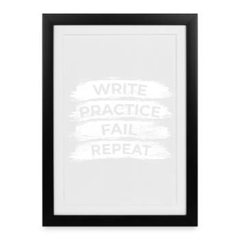 Writing Practice Fail Repeat - Framed poster (27 × 37 cm) - black - Front