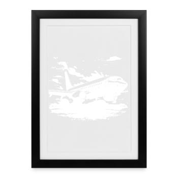 Croquis d’avion - Affiche encadrée (27 × 37 cm) - noir - Devant