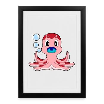 Octopus Baby Pacifier - Framed poster (27 × 37 cm) - black - Front