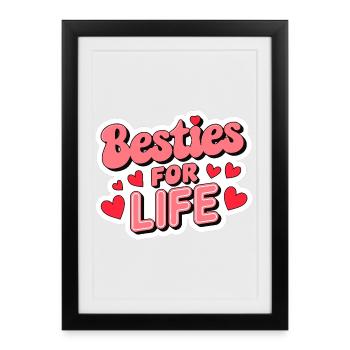 besties for life Galentine’s Day 2026 - Affiche encadrée (27 × 37 cm) - noir - Devant