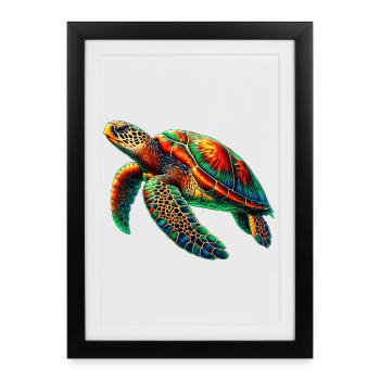 Tortue marine - Affiche encadrée (27 × 37 cm) - noir - Devant