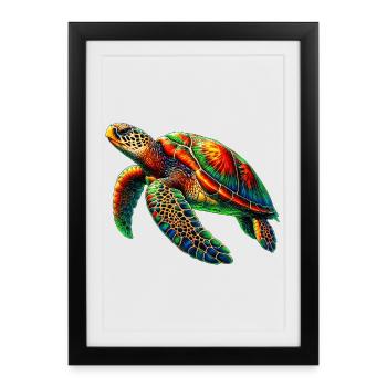 Tortue marine - Affiche encadrée (27 × 37 cm) - noir - Devant