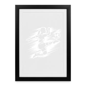 Footballeur d’action - Football féminin Smybol - Affiche encadrée (27 × 37 cm) - noir - Devant