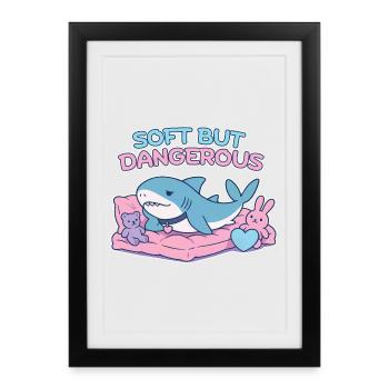 BLAHAJ – Soft & Danger - Framed poster (27 × 37 cm) - black - Front