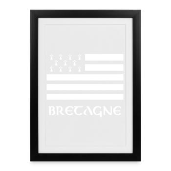T Shirt BRETAGNE Drapeau Breton - Affiche encadrée (27 × 37 cm) - noir - Devant