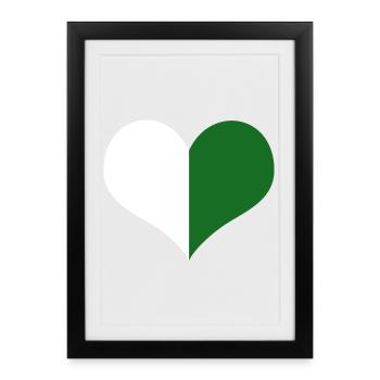 Un cœur pour la Saxe : blanc, vert - Affiche encadrée (27 × 37 cm) - noir - Devant