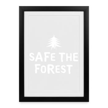 safe the forest - Tree Minimal Logo Illustration - Framed poster (27 × 37 cm) - black - Front