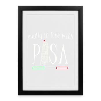 In love with Pisa, hand drawing, leaning tower - Framed poster (27 × 37 cm) - black - Front