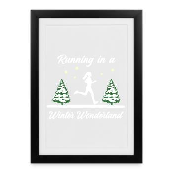 Courir dans un pays des merveilles hivernal (femme) - Affiche encadrée (27 × 37 cm) - noir - Devant