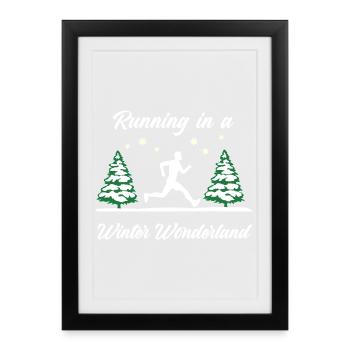 Courir dans un pays des merveilles hivernal (hommes) - Affiche encadrée (27 × 37 cm) - noir - Devant