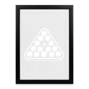 Huit boules, support de billard, cadeau pour joueur de billard - Affiche encadrée (27 × 37 cm) - noir - Devant