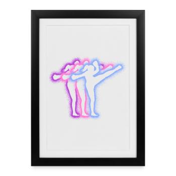 Muay Thai Kickboxer Silhouettes Kickboxing Girls - Framed poster (27 × 37 cm) - black - Front