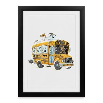 Spuk-Geisterbus Halloween-Design - Gerahmtes Poster (27 × 37 cm) - Schwarz - Vorne
