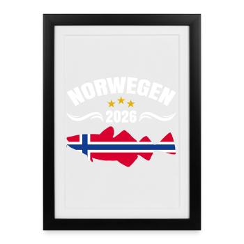 Voyage de pêche en Norvège 2026 - Affiche encadrée (27 × 37 cm) - noir - Devant