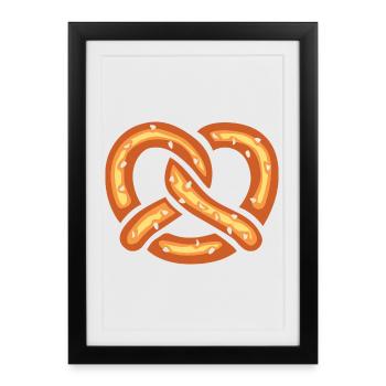 Illustration de dessin animé de bretzel drôle - Affiche encadrée (27 × 37 cm) - noir - Devant