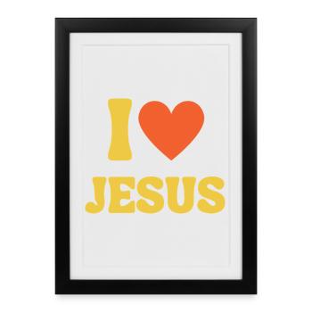I Love Jesus Love Christian Shirt Faith - Framed poster (27 × 37 cm) - black - Front
