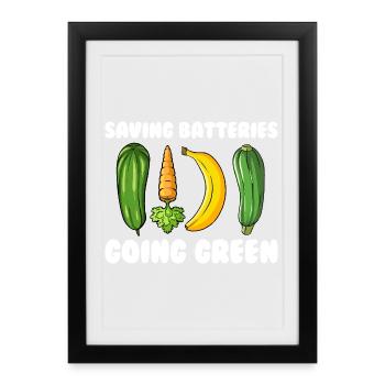 Save batteries Become environmentally friendly Cheeky Fr - Framed poster (27 × 37 cm) - black - Front