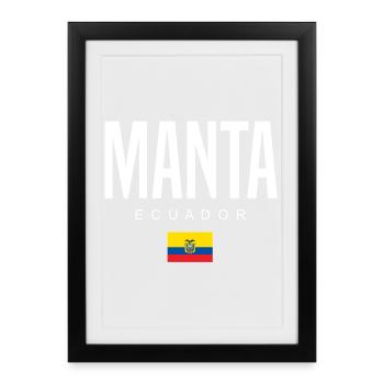 Manta Équateur Équatorien - Affiche encadrée (27 × 37 cm) - noir - Devant