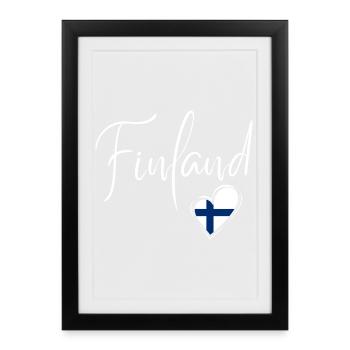 J’adore la Finlande, fabriquée en Finlande - Affiche encadrée (27 × 37 cm) - noir - Devant