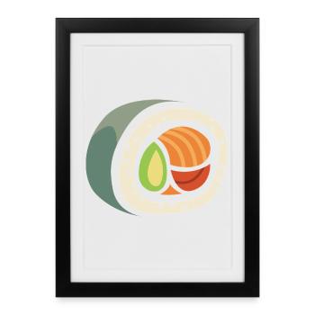 Sushi Roll Cartoon – Funny Food Design - Framed poster (27 × 37 cm) - black - Front