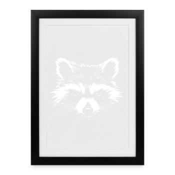 Raccoon White :) - Framed poster (27 × 37 cm) - black - Front